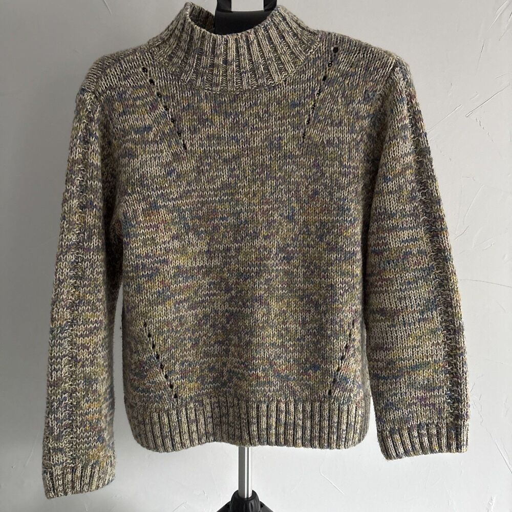 Fat Face Chunky Marled Knit Wool Blend Mock Neck Sweater Cottagecor Size 8/UK 12